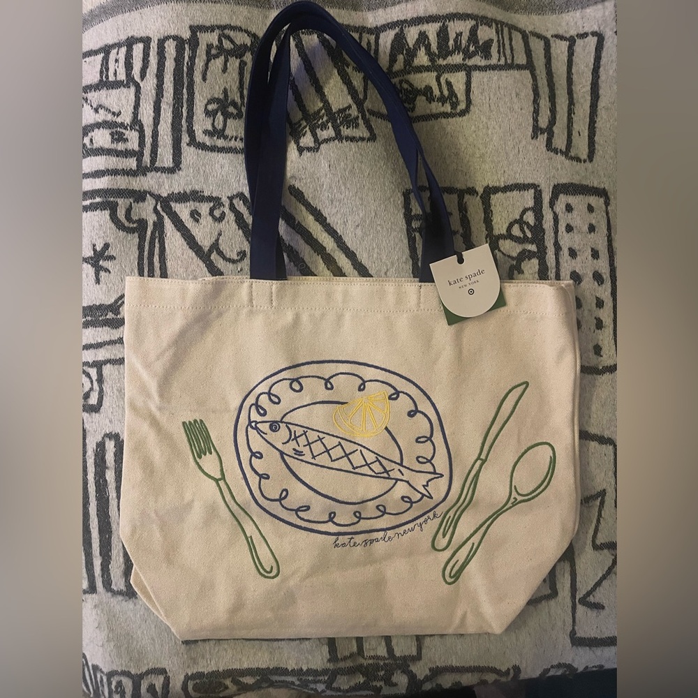FINAL ONE!! ($35) ♠️ KSNY Fish Embroidered Canvas Tote Bag